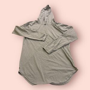 Cuts Hooded Shirt Mens Large Gray Curve Hem Signature Fit Long Sleeve Pullover